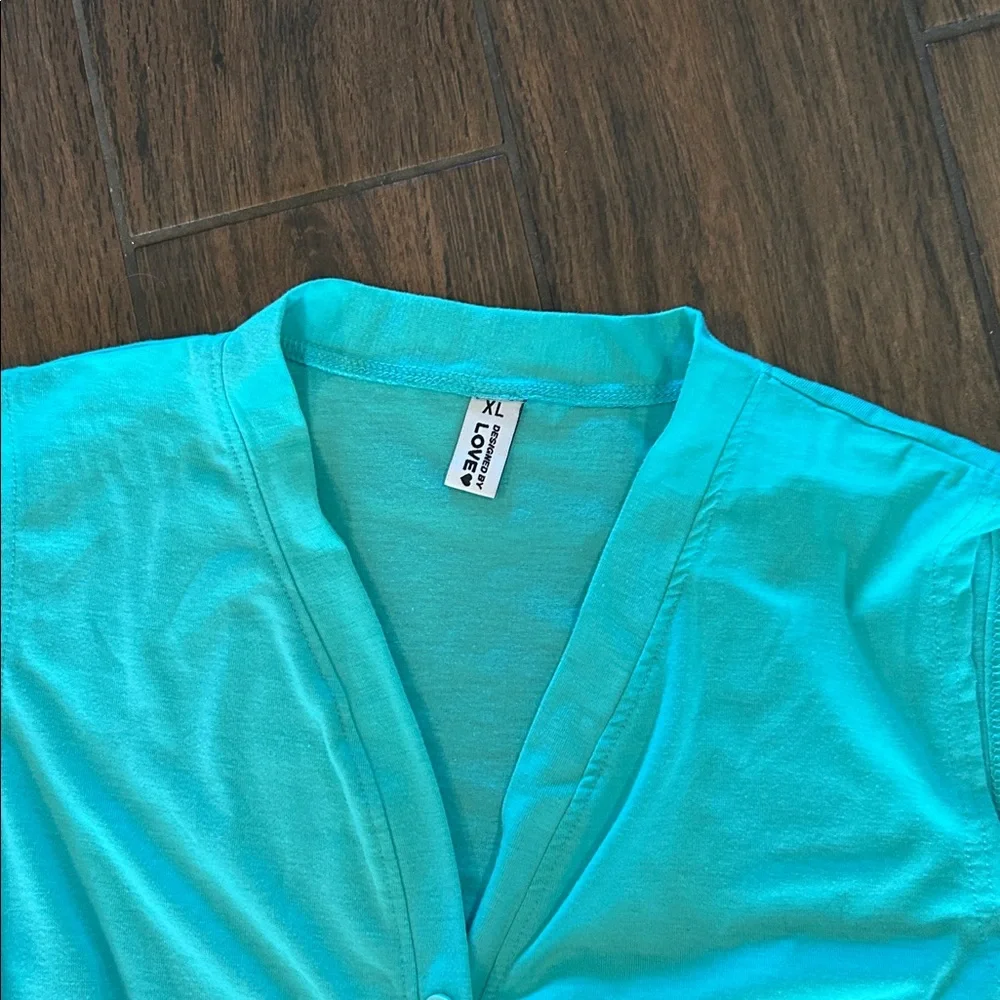 Post-Mastectomy Sleeveless Black and Teal Women's Tops - Picture 2 of 2